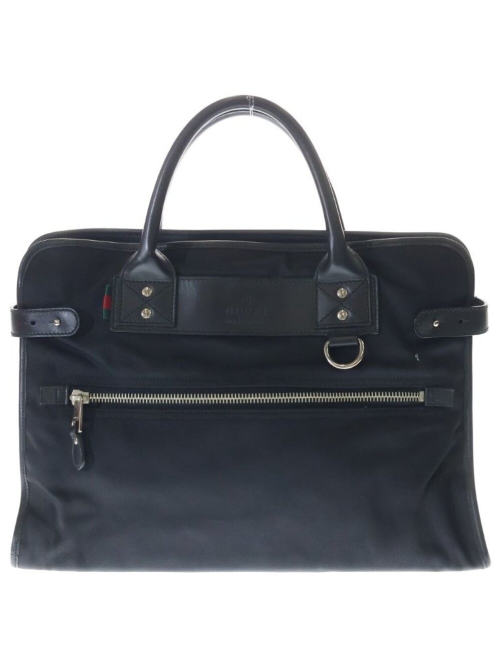 Gucci Tote Black Canvas Xleather Silver